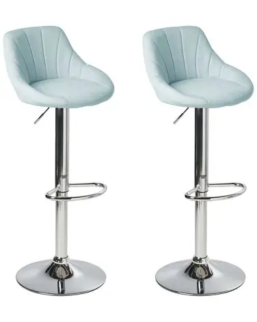 Conjunto de 2 sillas de bar LUCCA Tela giratoria Azul claro - Comedor