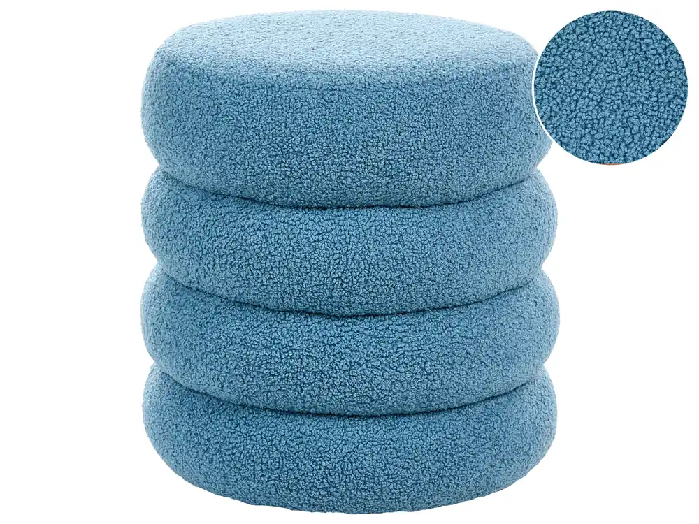 Puf SUMPTER Bouclé Azul - Accesorios decorativos