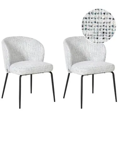 Conjunto de 2 sillas de comedor ZANA Tela Blanco/Azul