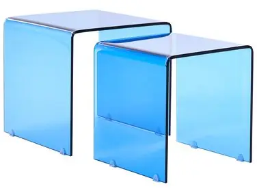 Conjunto de 2 mesas auxiliares KENDALL Vidrio templado Azul - Sala de estar