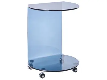 Mesa auxiliar MINTO Vidrio templado Azul con ruedas - Sala de estar