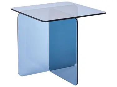 Mesa auxiliar AMISK Vidrio templado Azul - Sala de estar