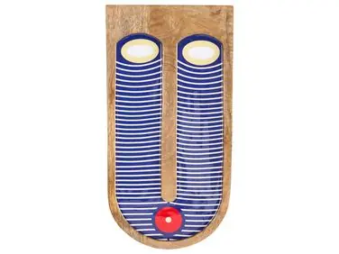 Wall Decor Face JIMETA Mango Wood 40 cm Blue - Home Accessories