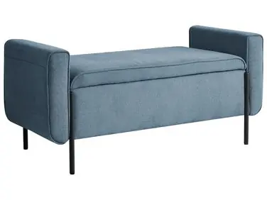 Upholstered Storage Bench LEWES Fabric Blue - Bedroom