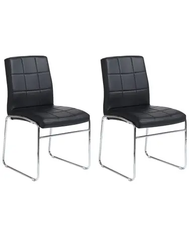 Conjunto de 2 sillas de comedor KIRON Piel sintética Negro - Oficina