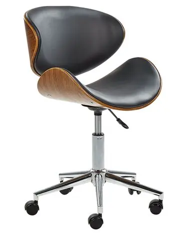 Desk Chair ROTTERDAM Faux Leather Black - Home Office