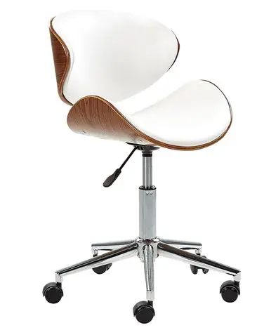 Desk Chair ROTTERDAM Faux Leather White - Home Office