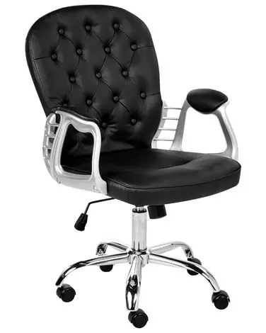 Desk Chair PRINCESS Faux Leather Black - Home Office