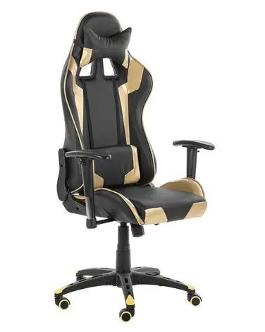 Gaming Chair KNIGHT Faux Leather Gold - Home Office