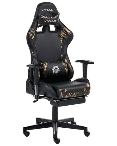 Silla gamer VICTORY Piel sintética Gris oscuro - Oficina
