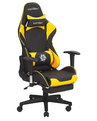 Silla gamer VICTORY Piel sintética Amarillo - Oficina