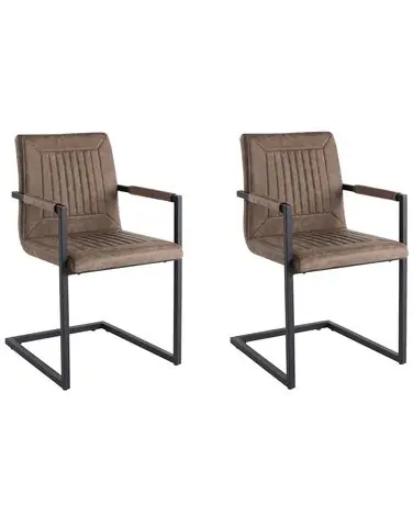 Set of 2 Conference Chairs BRANDOL Faux Leather Brown - Home Office