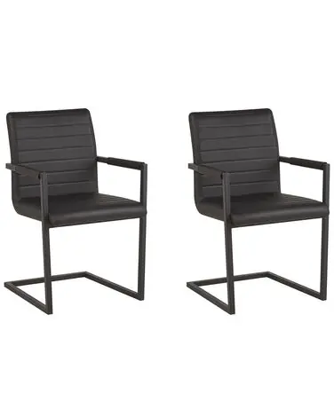 Set of 2 Conference Chairs BUFORD Faux Leather Black - Home Office