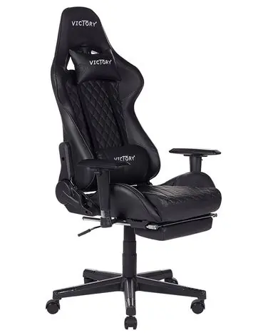 Gaming Chair VICTORY Faux Leather Black - Home Office