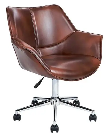Desk Chair NEWDALE Faux Leather Dark Brown - Home Office