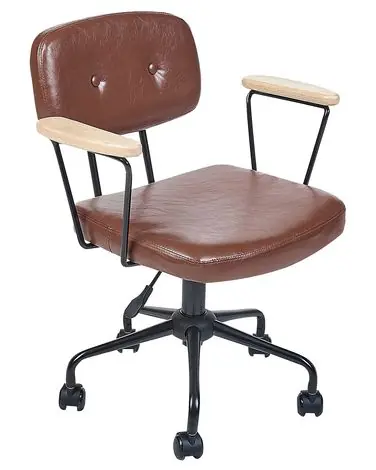 Desk Chair ALGERITA Faux Leather Brown - Home Office