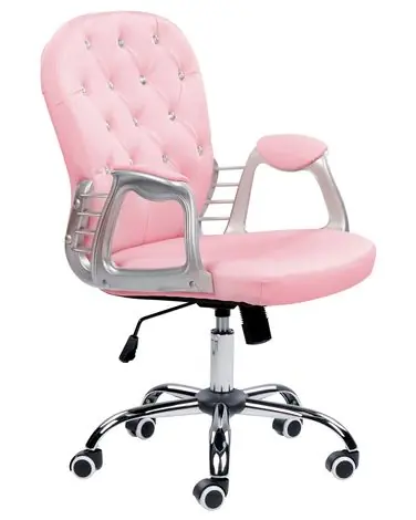 Desk Chair PRINCESS Faux Leather Pink - Home Office
