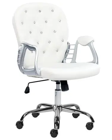 Desk Chair PRINCESS Faux Leather White - Home Office