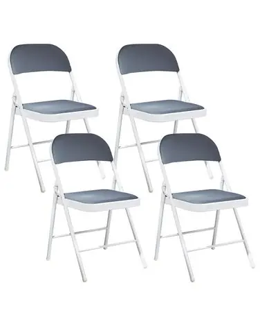 Set of 4 Folding Chairs SPARKS Metal Dark Grey/ White - Home Office
