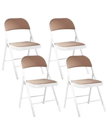 Conjunto de 4 sillas plegables SPARKS Metal Beige/Blanco - Oficina