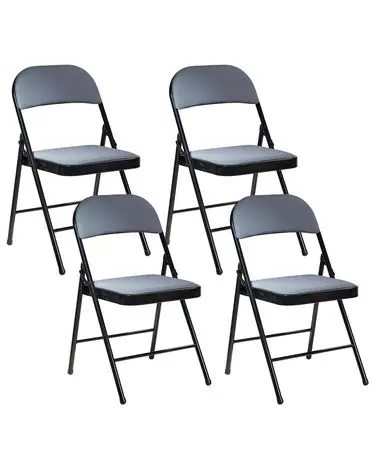 Conjunto de 4 sillas plegables SPARKS Metal Gris oscuro/Negro - Oficina