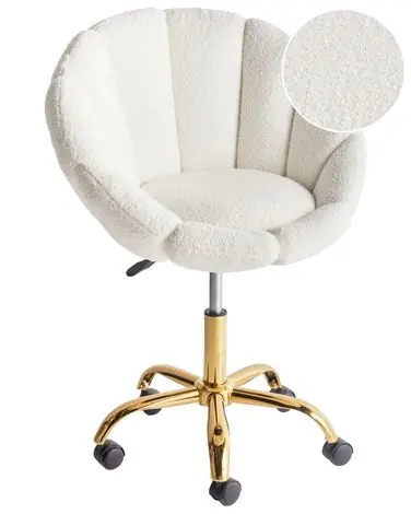 Desk Chair ANNABELLE Boucle White - Home Office