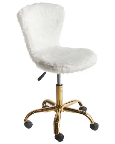 Desk Chair MARGATE Faux Fur White - Home Office
