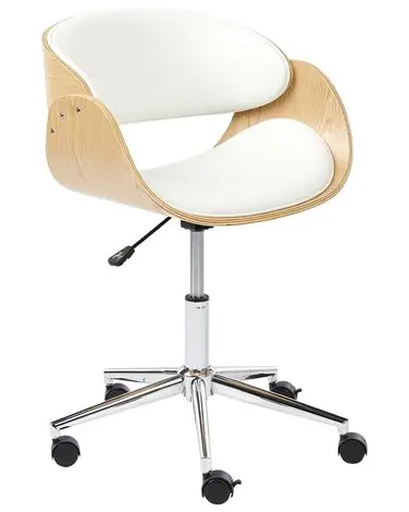 Desk Chair PALATKA Faux Leather White - Home Office