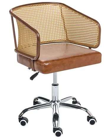 Desk Chair TUCSON Faux Leather Brown - Home Office