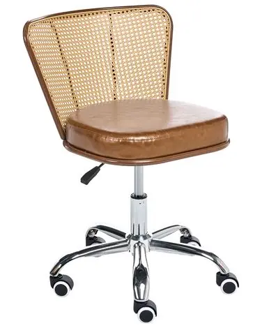 Desk Chair ROSWELL Faux Leather Brown - Home Office