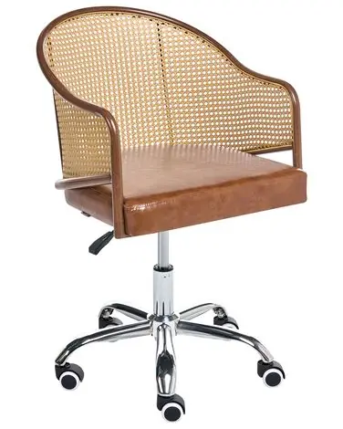 Desk Chair REDDING Faux Leather Brown - Home Office