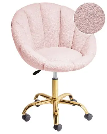 Desk Chair ANNABELLE Boucle Pastel Pink - Home Office