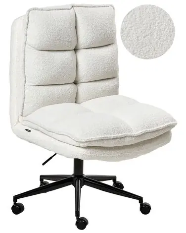 Silla de oficina ADDISON Bouclé Blanco