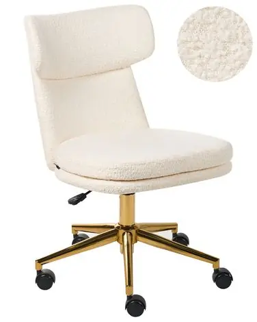 Silla de escritorio GRANBY Bouclé Blanco crema - Oficina