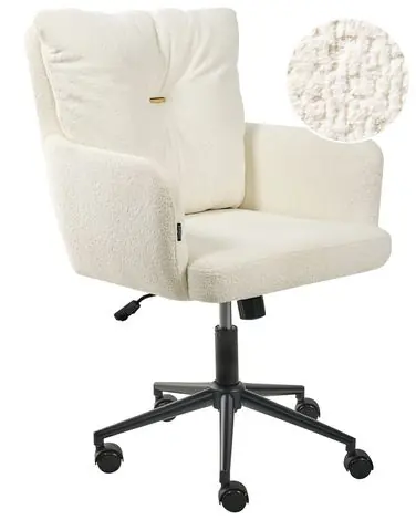 Silla de escritorio ALPINE Bouclé Blanco crema - Oficina