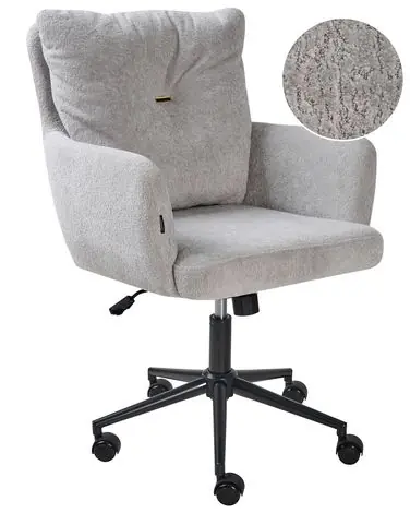 Desk Chair ALPINE Faux Fur Grey - Home Office