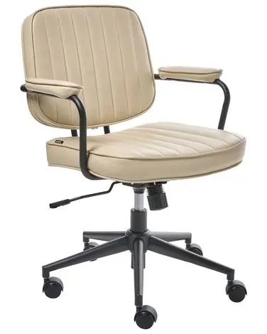 Silla de escritorio BERNE Piel sintética Beige - Oficina