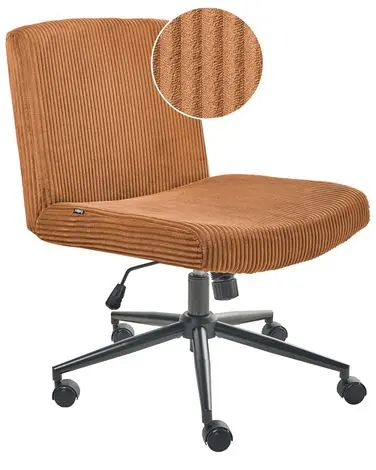 Desk Chair GEDDES Corduroy Golden Brown - Home Office