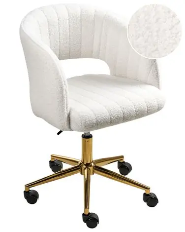 Silla de escritorio KATONAH Bouclé Blanco crema - Oficina