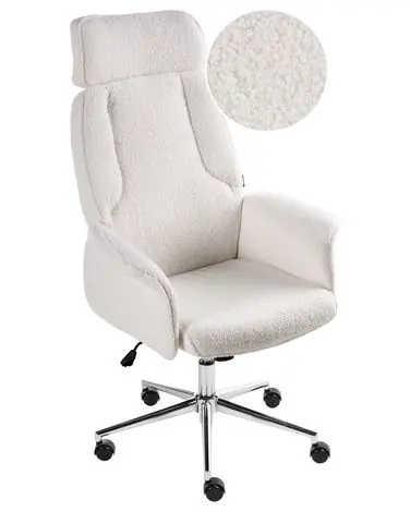 Silla de oficina PILOT Bouclé Blanco crema