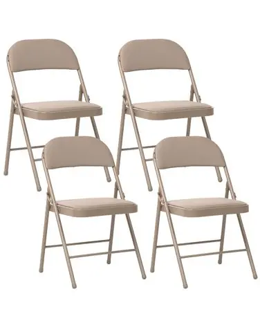 Set of 4 Folding Chairs SHASTA Metal Beige - Home Office