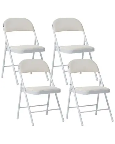 Set of 4 Folding Chairs SHASTA Metal White - Home Office