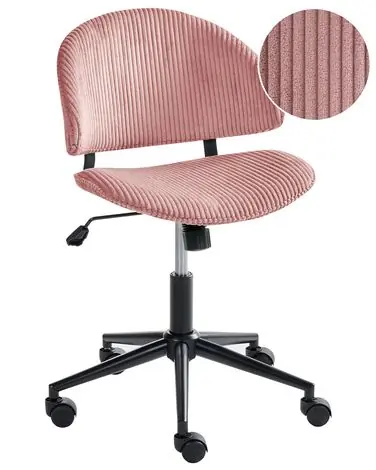 Office Chair KIANA Corduroy Pink - Home Office