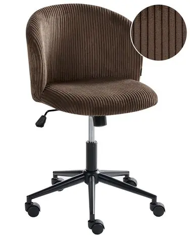 Office Chair MILES Corduroy Dark Brown - Home Office