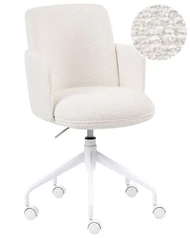 Silla de oficina DRYDEN Bouclé Blanco crema