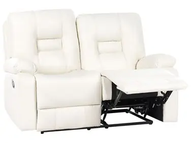 Sofá reclinable manual 2 plazas BERGEN Piel sintética Blanco - Sala de estar