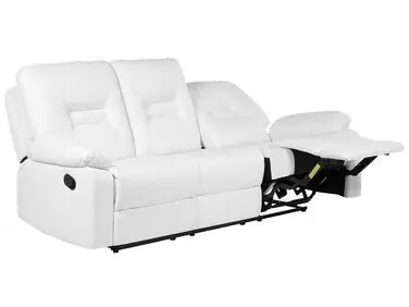 Sofá reclinable manual 3 plazas BERGEN Piel sintética Blanco - Sala de estar