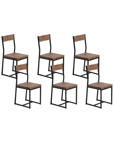 Set of 6 Dining Chairs LAREDO Brown/ Black - Dining Room