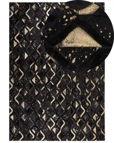 Alfombra DEVELI Negro 140 x 200 cm Piel - Accesorios decorativos