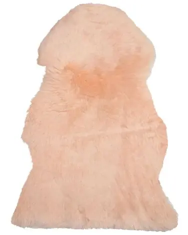 Piel de oveja decorativa ULURU Rosa melocotón 65 x 110 cm - Accesorios decorativos